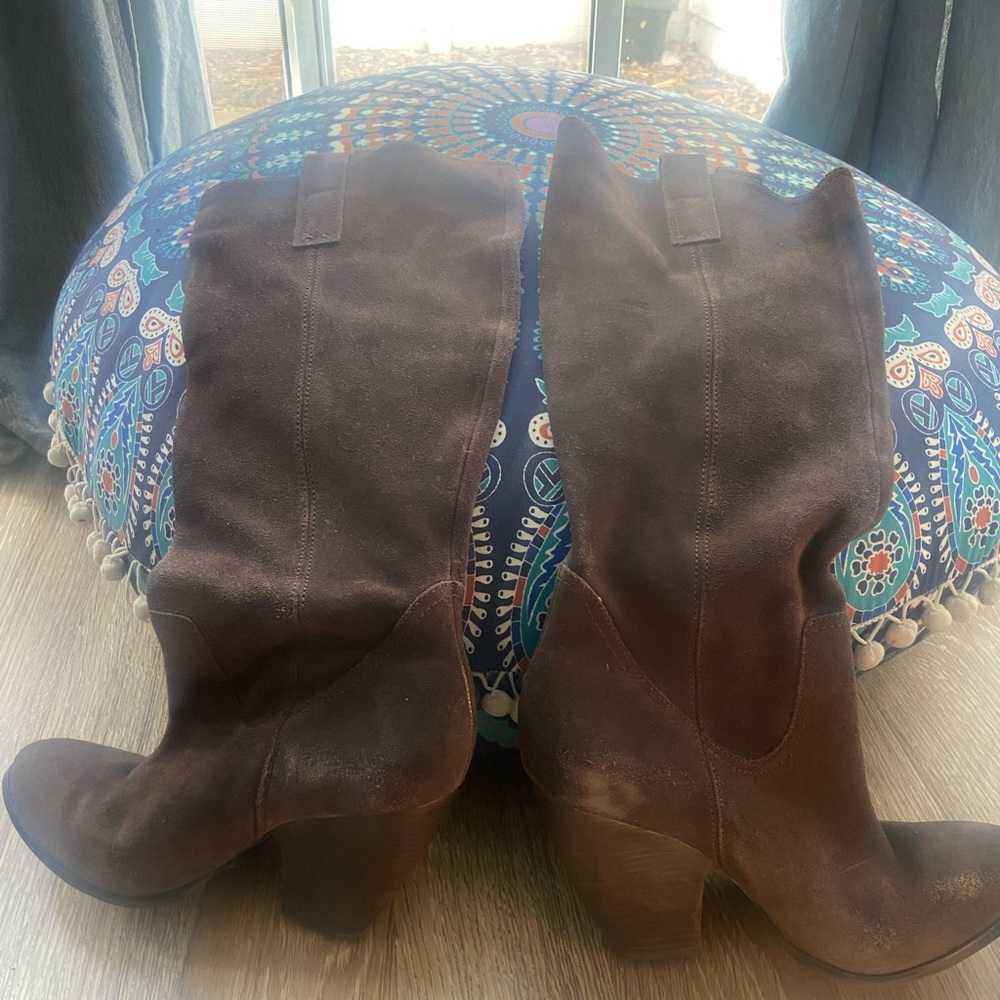 Carlos Santana Suede Chocolate Brown Boots Sz 8.5